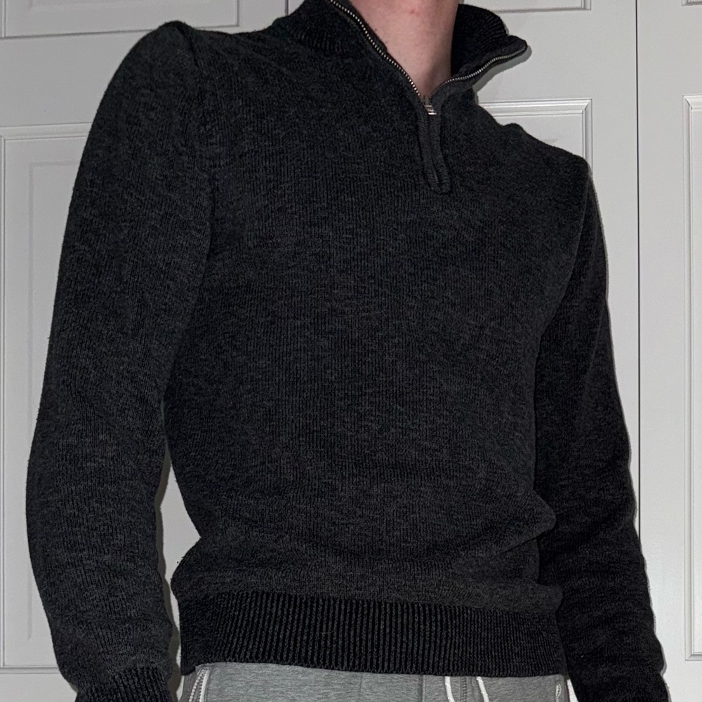 Men's Black Half-Zip Sweater
